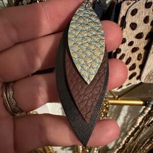 Black and Brown Layered Leather Earrings